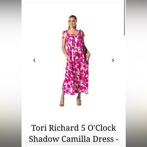 Tori Richard Coral and Fuchsia Floral 5 O’Clock Shadow Camilla Dress